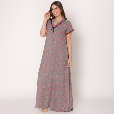 Women Plus Size Printed Maxi Nightdress