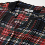 Multicoloured Mandarin Collar Checked Cotton Tunic