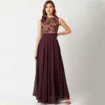 Burgundy Lace Insert Maxi Dress