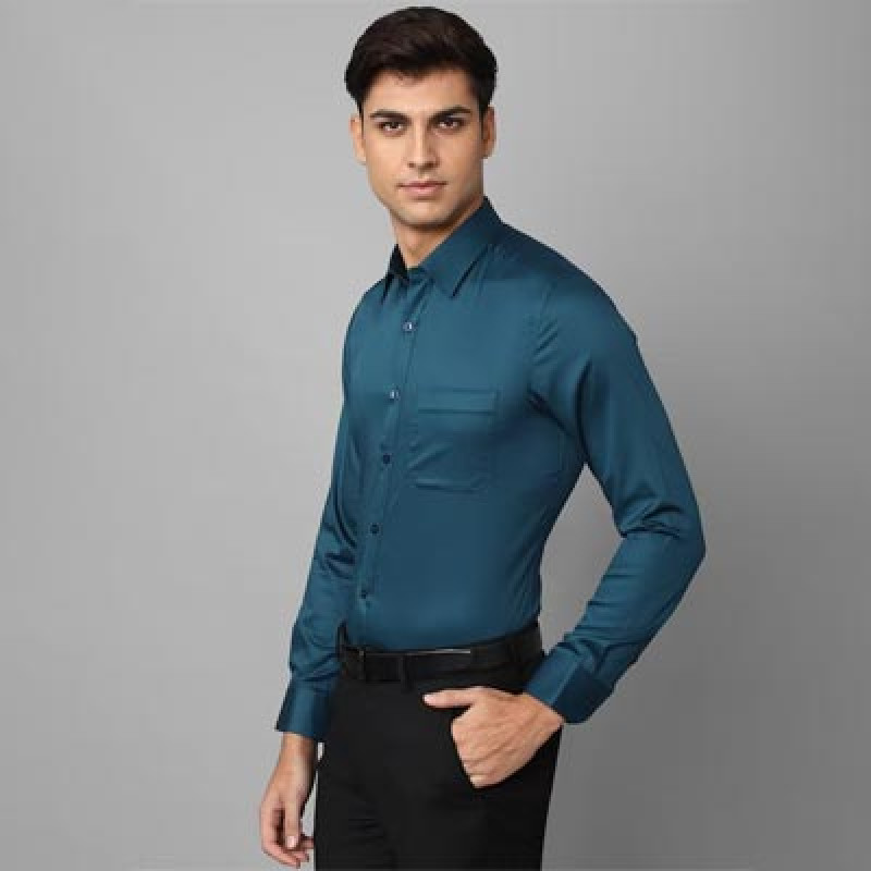 Men Blue Slim Fit Pure Cotton Formal Shirt