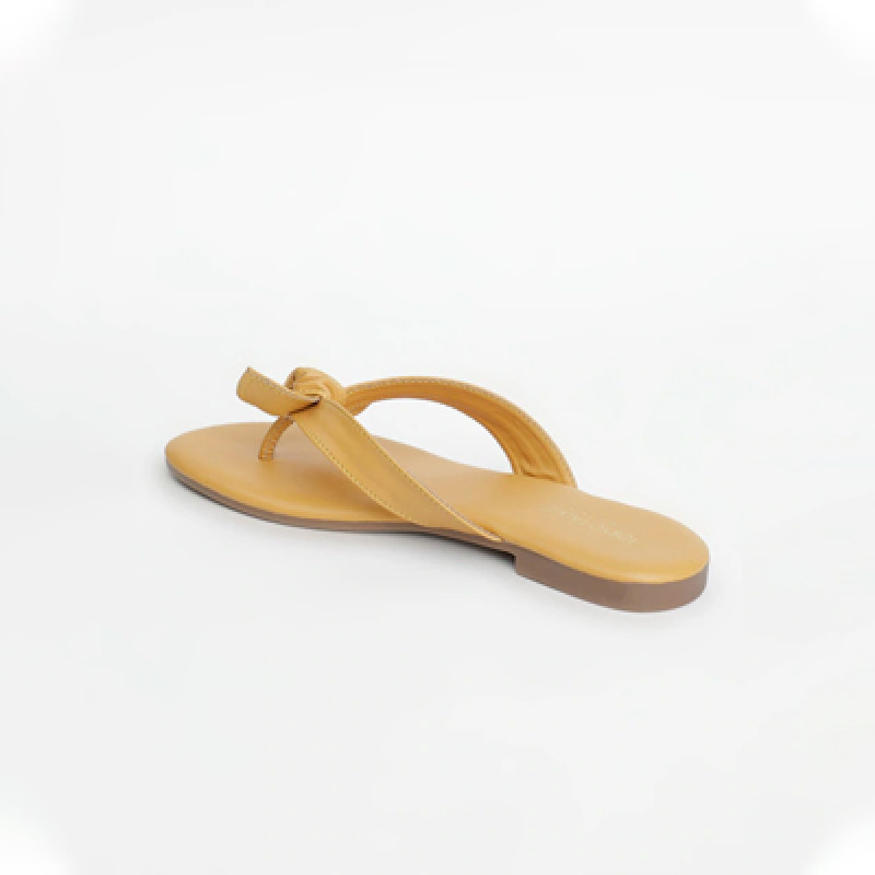 Women Yellow T-Strap Flats with Bows