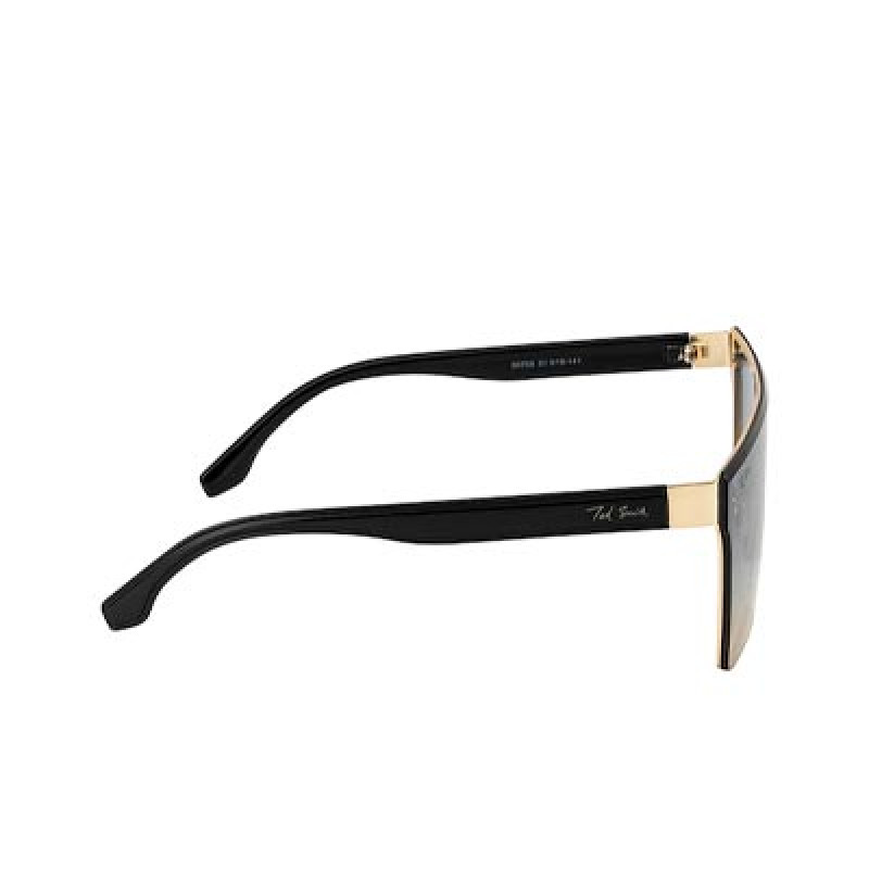 Unisex Blue Lens & Gold-Toned Shield Sunglasses with UV Protected Lens