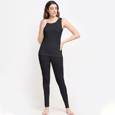 Women Charcoal Solid Thermal Top