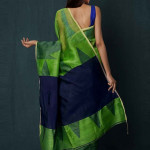 Navy Blue & Blue Silk Cotton Jamdani Saree