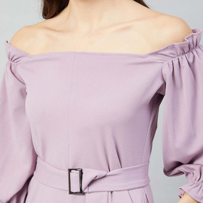 Women Lavender Solid Jumpsuit