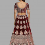 Maroon & Gold-Toned Embroidered Semi-Stitched Lehenga & Unstitched Blouse With Dupatta