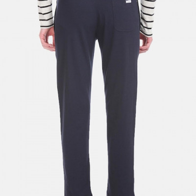 Men Navy Blue Striped Lounge Pants